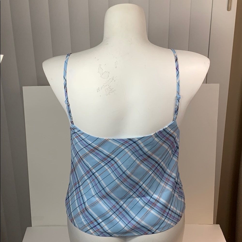 NWOT Lulu’s Blue Plaid cropped Tank Top MEDIUM - Picture 3 of 7